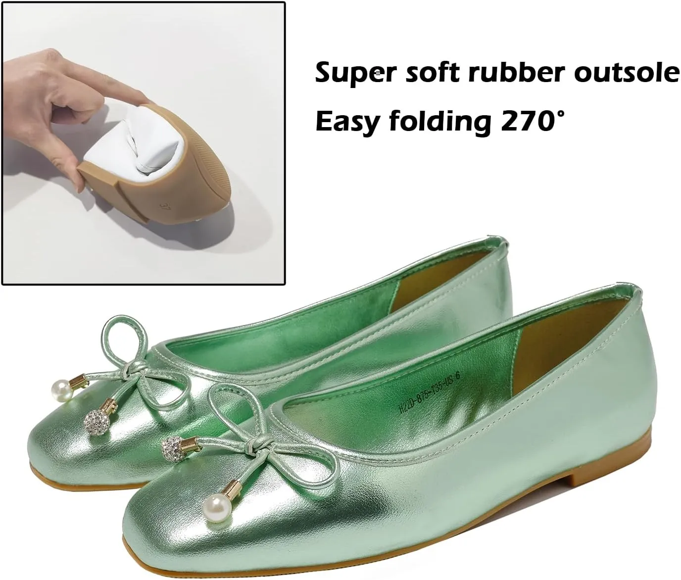 Women's Ballet Flats with Bow Knot & Sparkle Balls Ultra Soft Sole Round Toe Work Travel Casual Outfits Shoes