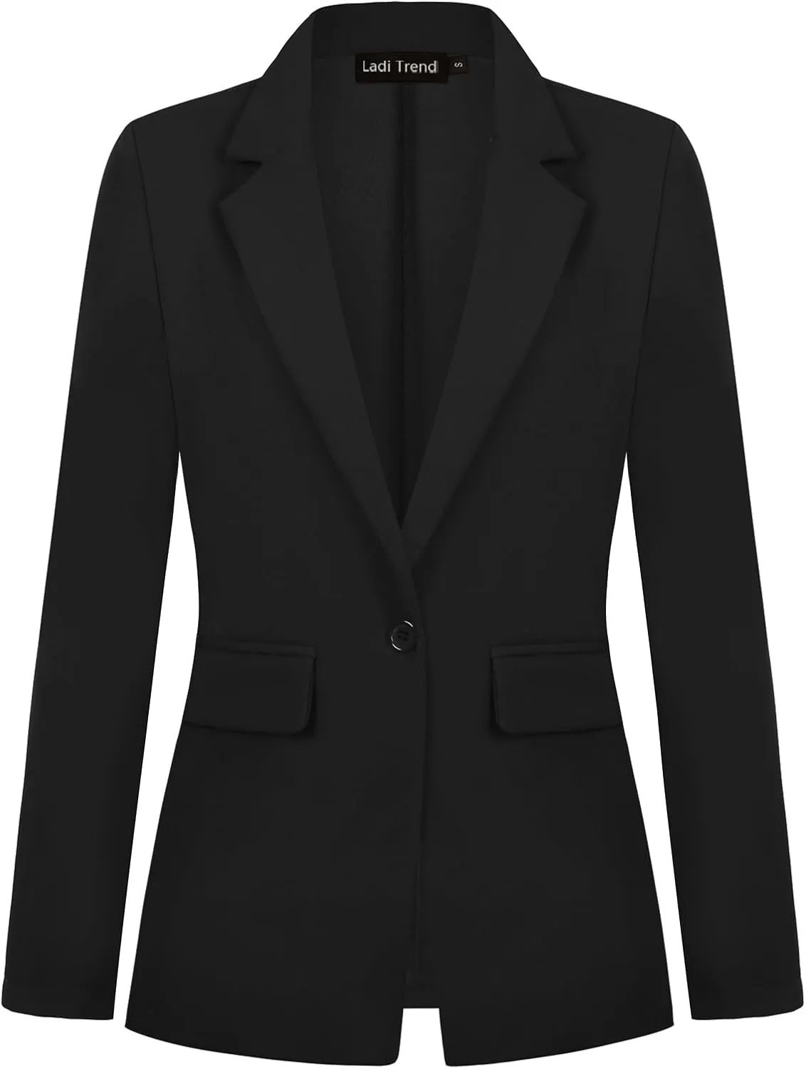 Womens Blazer One Button Jacket Suits Notched Lapel Casual Work Office Long Sleeve Blazer with Pockets