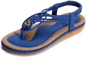 Women's Bohemian Flat Sandals Casual Summer Ladies Beach Party Ankle Elastic Strap Fashion Slippers Female Elegant Comfy Flip Flop