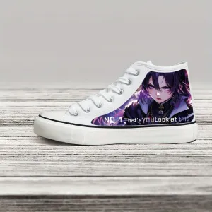 Women's Cartoon Theme Sneakers,Fashion Casual Lace Up Lightweight Soft Sole Walking Slip On Shoes,High Top Edgy Canvas Shoes