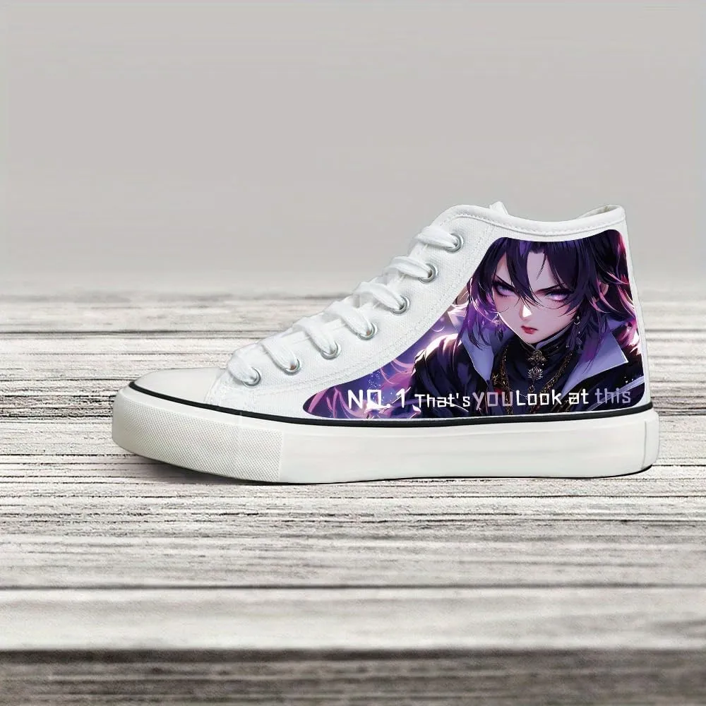 Women's Cartoon Theme Sneakers,Fashion Casual Lace Up Lightweight Soft Sole Walking Slip On Shoes,High Top Edgy Canvas Shoes