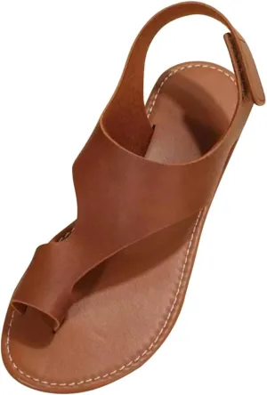 Women’s Casual Cross Sandals with Buckle Ankle Strap Trendy Clip Toe Flats PU Leather Sandal for Summer Wear