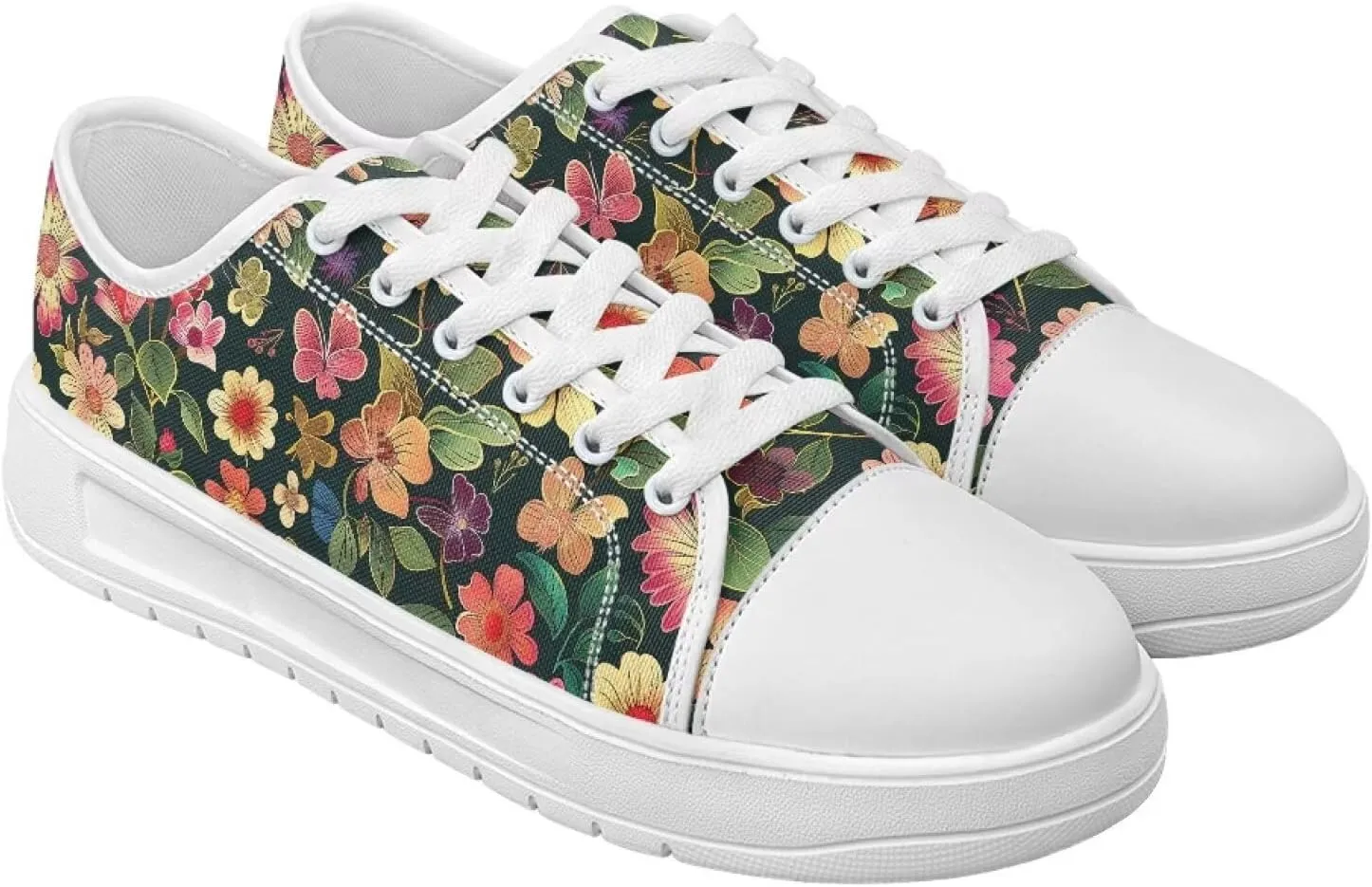 Womens Casual Sneakers Flower Shoes for Women Lightweight & Comfort Canvas Shoes