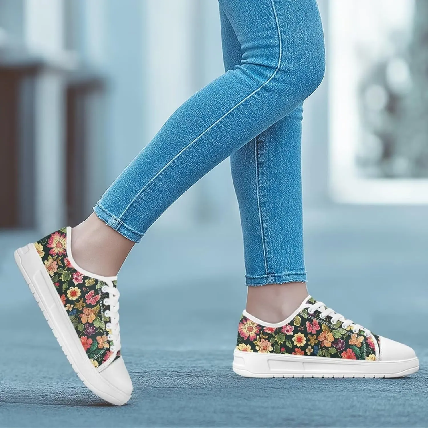 Womens Casual Sneakers Flower Shoes for Women Lightweight & Comfort Canvas Shoes