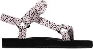 Women's Casual Vintage Print Sandals with Bow Beach Flats Open Toe Sandal Summer Lightweight Walking Footwear Shoes