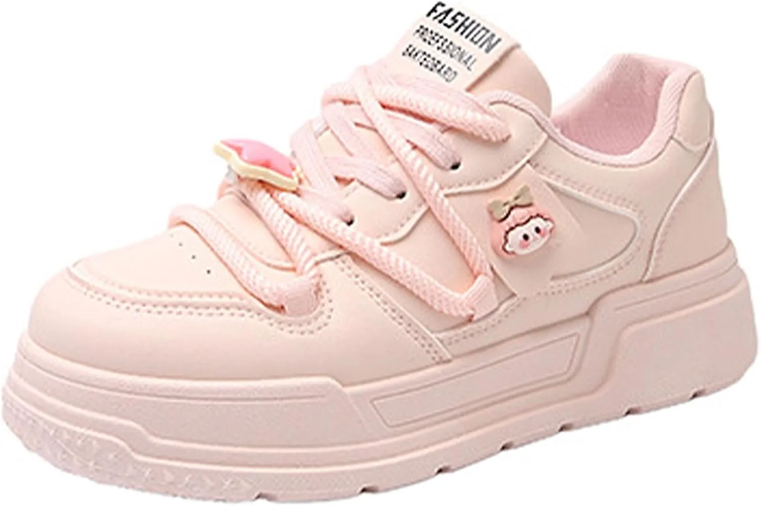 Women's Chunky Platform Sneakers with Star Charm Preppy Skate Shoes Thick Cushioned Sole Lace-Up for Walking Casual Wear