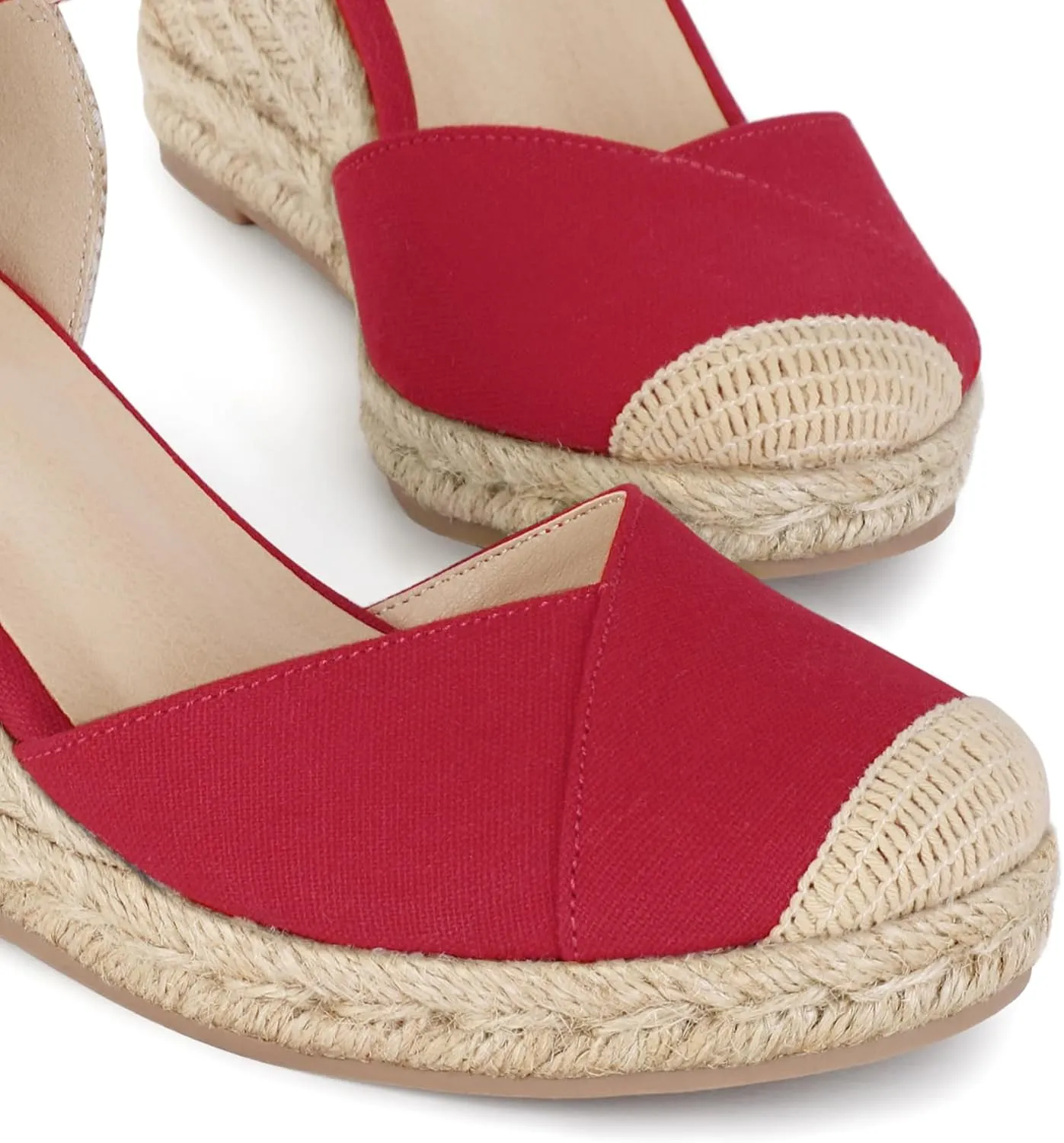 Women's Closed Toe Platform Sandals Summer Buckle Ankle Strap Espadrilles Wedge Sandals