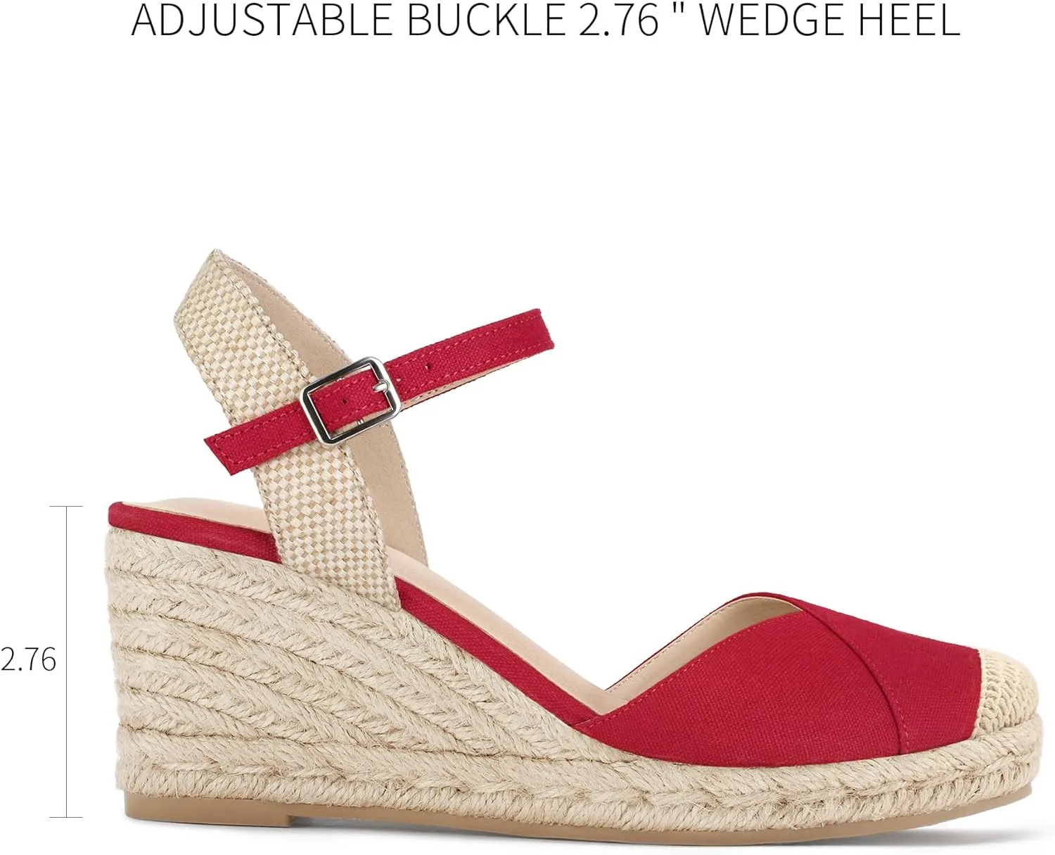 Women's Closed Toe Platform Sandals Summer Buckle Ankle Strap Espadrilles Wedge Sandals