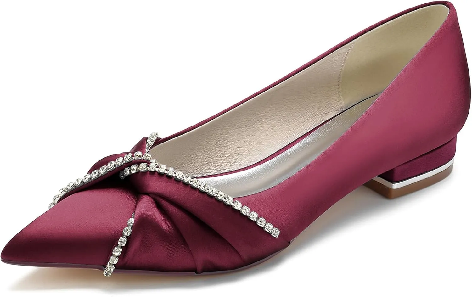 Women's Evening Prom Party Bridal Dress Shoes Bride Rhinestones Ballet Flats Pointed Toe Wedding Shoes