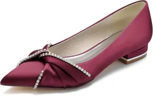 Women's Evening Prom Party Bridal Dress Shoes Bride Rhinestones Ballet Flats Pointed Toe Wedding Shoes