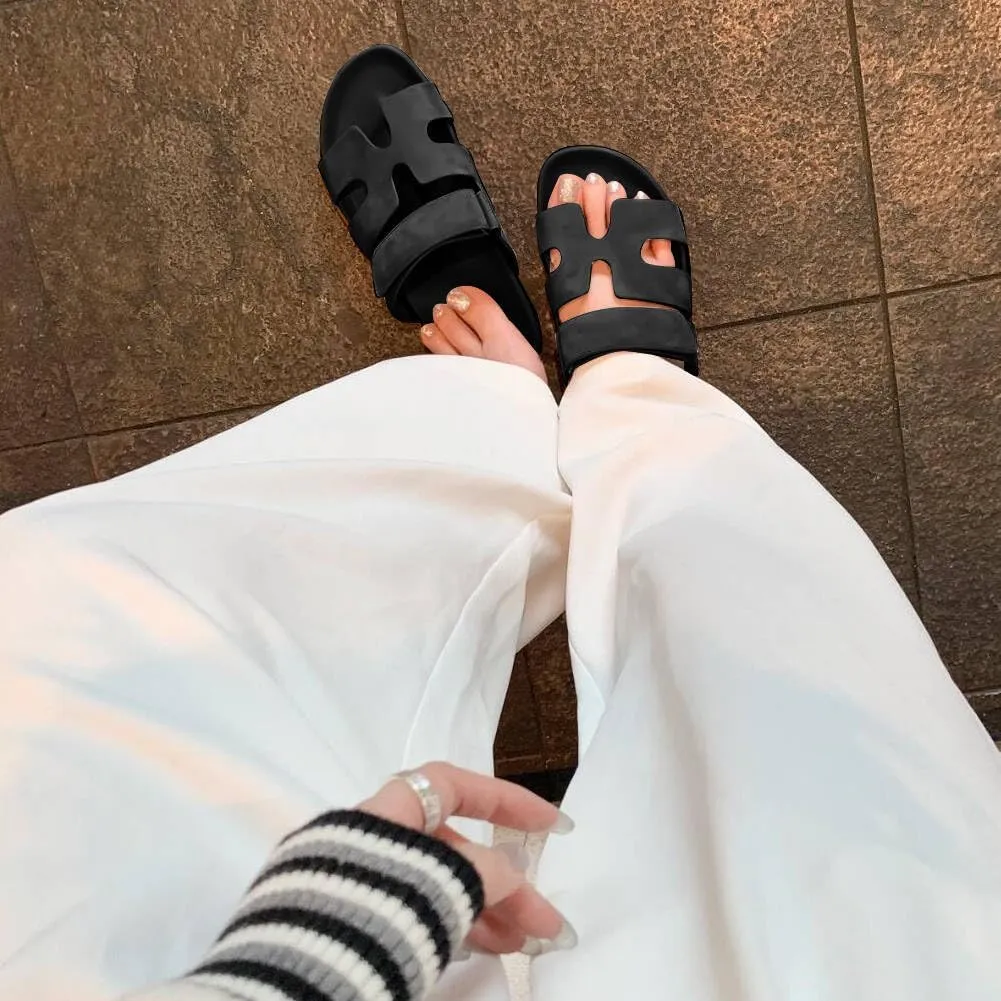 Womens Fashion Platform Sandals Comfy for Woman Slip On Thick Sole Slide Sandals Open Toe Non Slip ummer Flats Shoes Beach Sandals