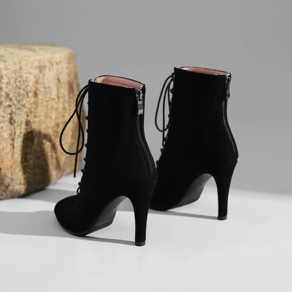 Women's Fashion Sexy Peep Toe High Heels Dressy Ankle Booties Lace Up Zip Dance Stilettos Heeled Sandals