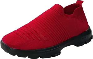 Womens Flat Slip On Sneakers Casual Walking Shoes Lightweight Canvas Comfortable Elastic Non Slip Loafers