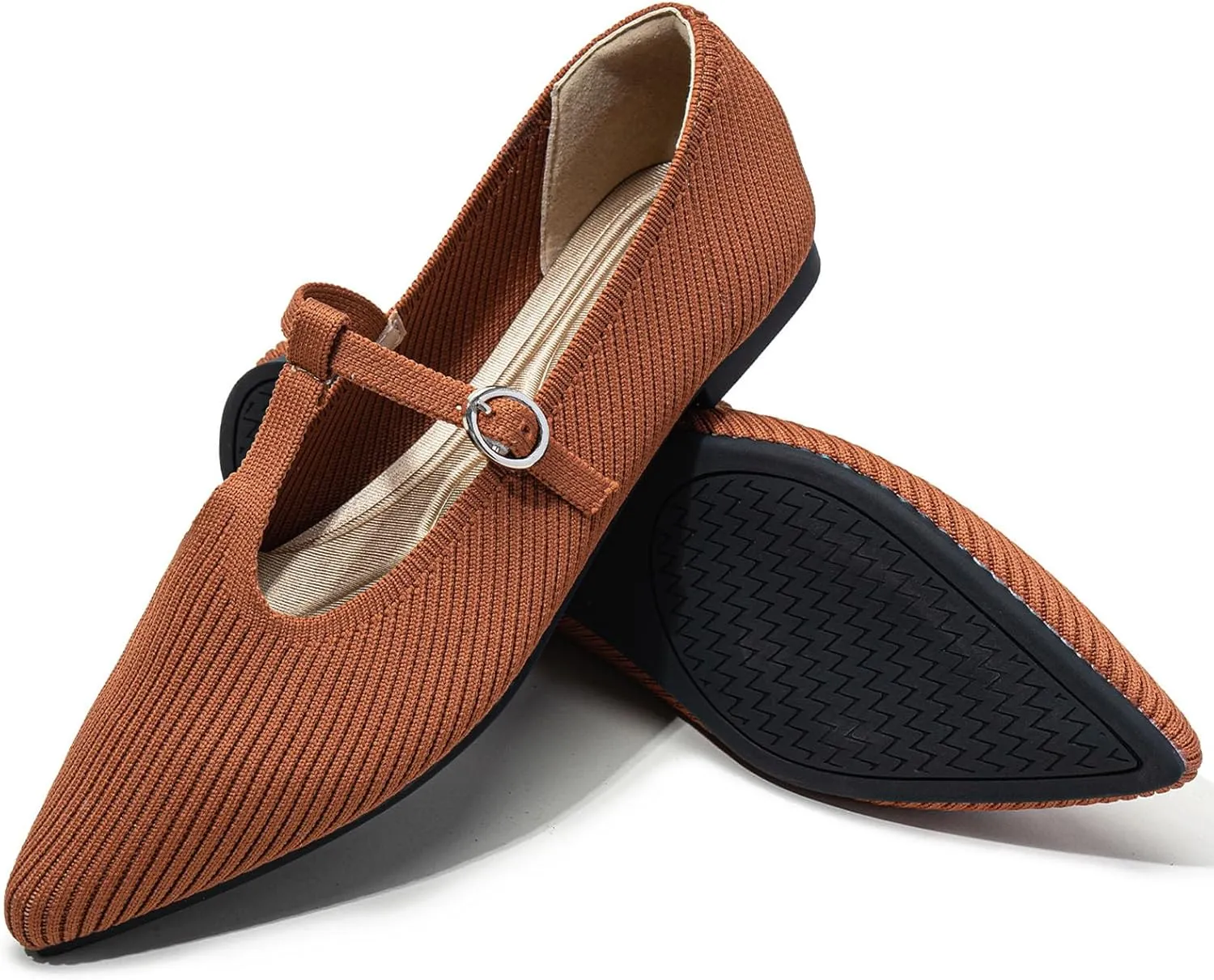 Women's Flats Shoes Comfortable Slip On Shoes Classic Dressy Pointed Toe Bow Knit Ballet Flat