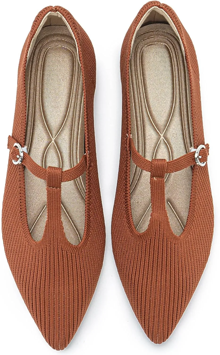 Women's Flats Shoes Comfortable Slip On Shoes Classic Dressy Pointed Toe Bow Knit Ballet Flat