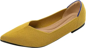 Women's Flats Shoes Pointed Toe Knit Ballet Comfortable Dressy Slip On Flat Classic Ballet Office Work Shoes
