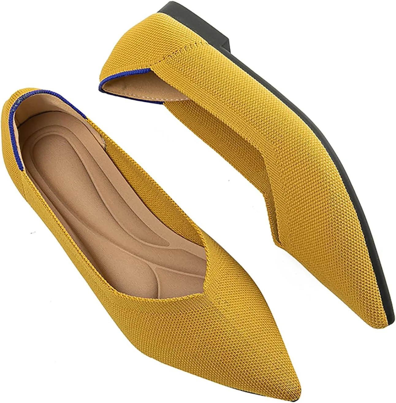 Women's Flats Shoes Pointed Toe Knit Ballet Comfortable Dressy Slip On Flat Classic Ballet Office Work Shoes
