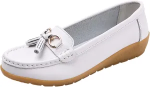 Women's Flats Shoes Womens Walking Flat Loafer Slip On Leather Loafer Comfortable Flat Shoes Comfortable Soft Slip On