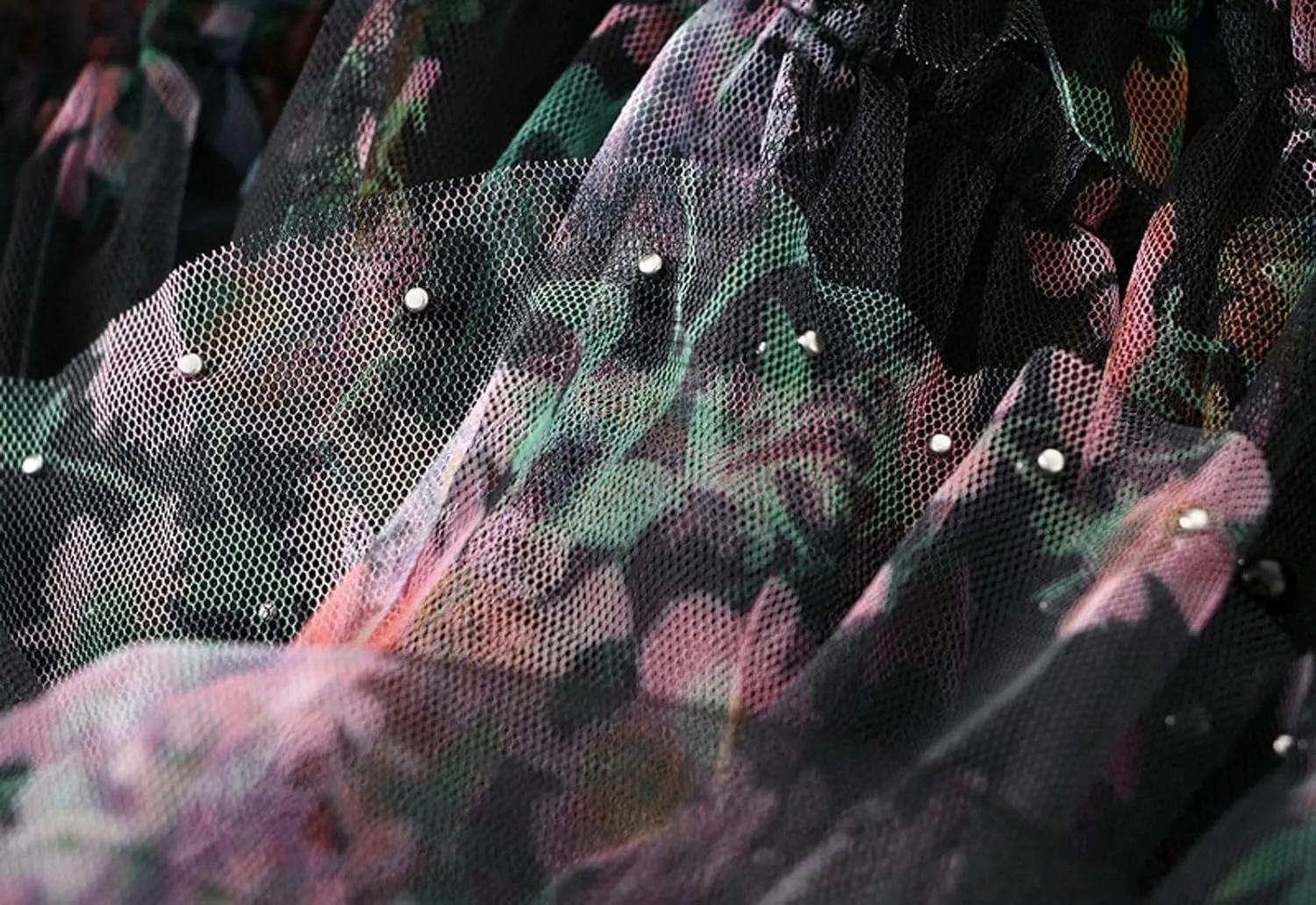 Womens Floral Tulle Skirts Retro Palace Mesh Tulle Skirt Layered Fairy A-line Mesh Skirts Party Wedding Ruffle Skirt