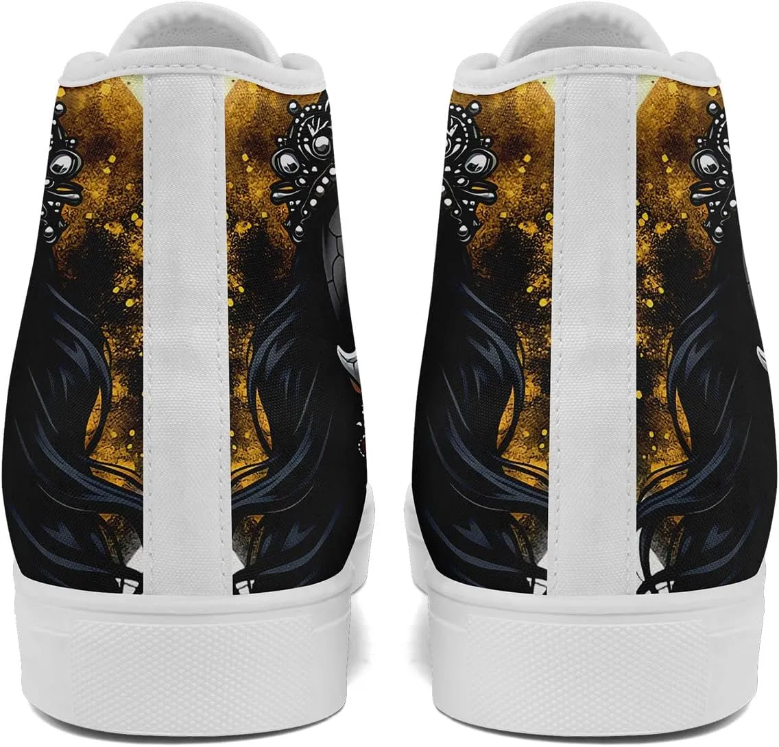 Womens Gothic High-Top Canvas Sneakers Punk Style Alternative Streetwear Canvas Shoes, Lace-Up Casual Skate Shoes for Men