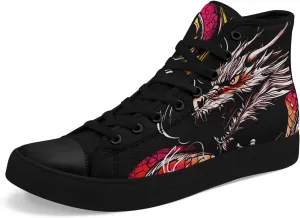 Womens Gothic High-Top Canvas Sneakers Punk Style Alternative Streetwear Canvas Shoes, Lace-Up Casual Skate Shoes for Men