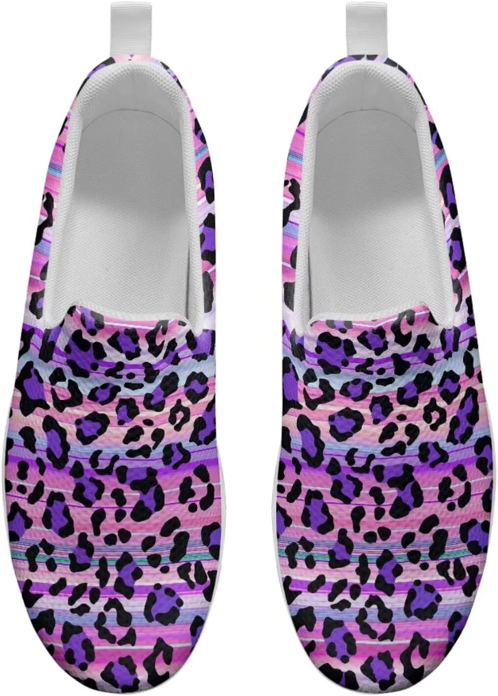 Women‘s Leopard Print Platform Loafers Lightweight Mesh Shoes Walking Jogging Sneakers Anti Skid