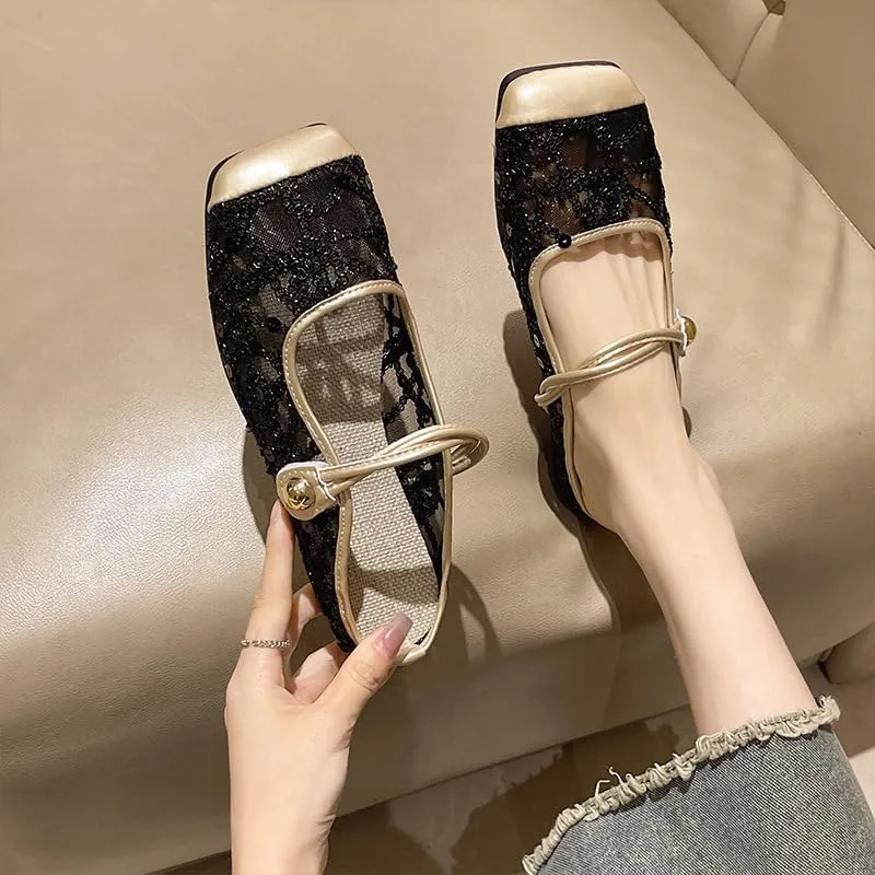 Women's mesh yarn 2025 Muller flat-bottomed sandals summer new bag head slippers women wear Xiaoxiangfeng bag head half slippers