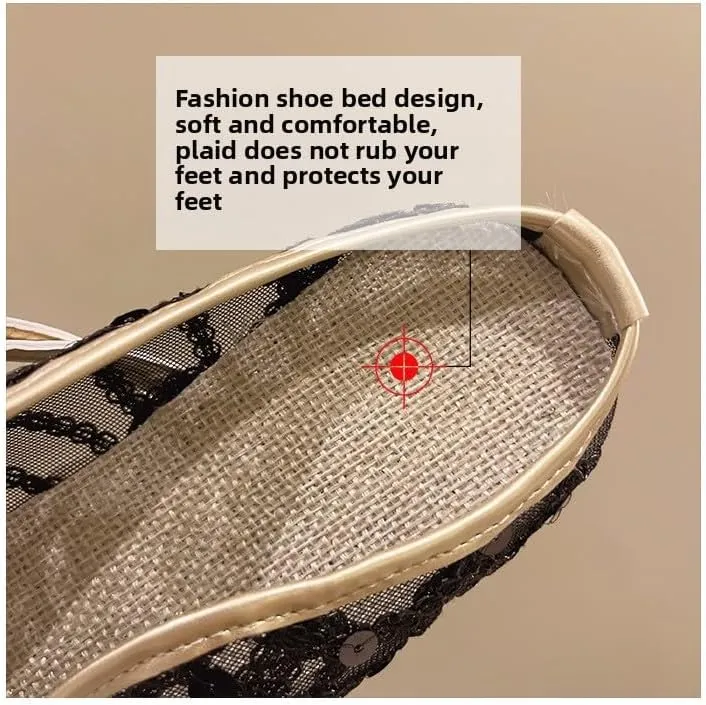 Women's mesh yarn 2025 Muller flat-bottomed sandals summer new bag head slippers women wear Xiaoxiangfeng bag head half slippers