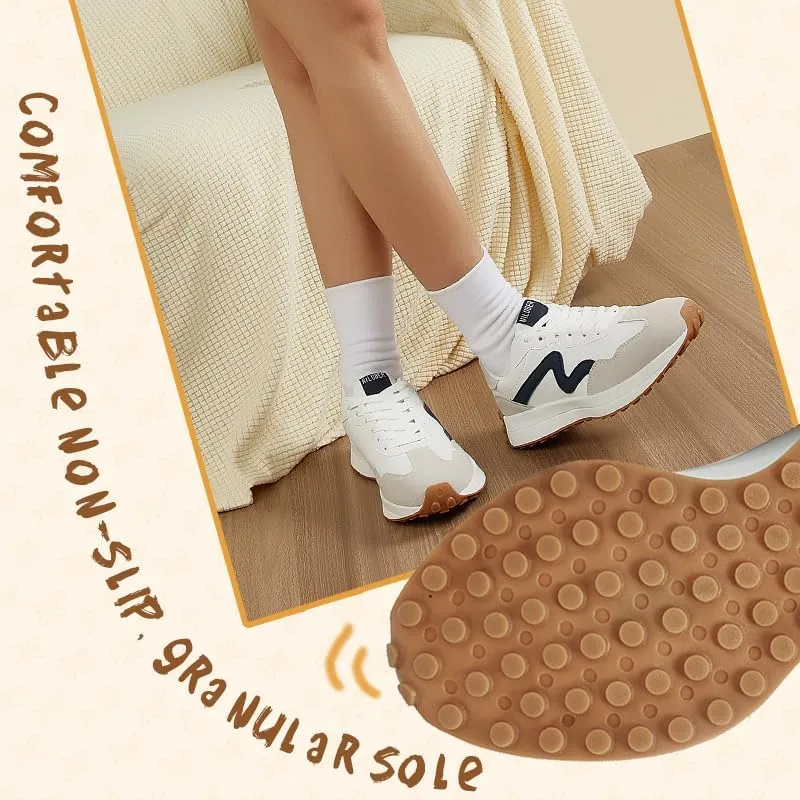 Women's Platform Retro Style Sneakers - Lace-up Classic Fashion Stylish Tennis Running Walking Shoes