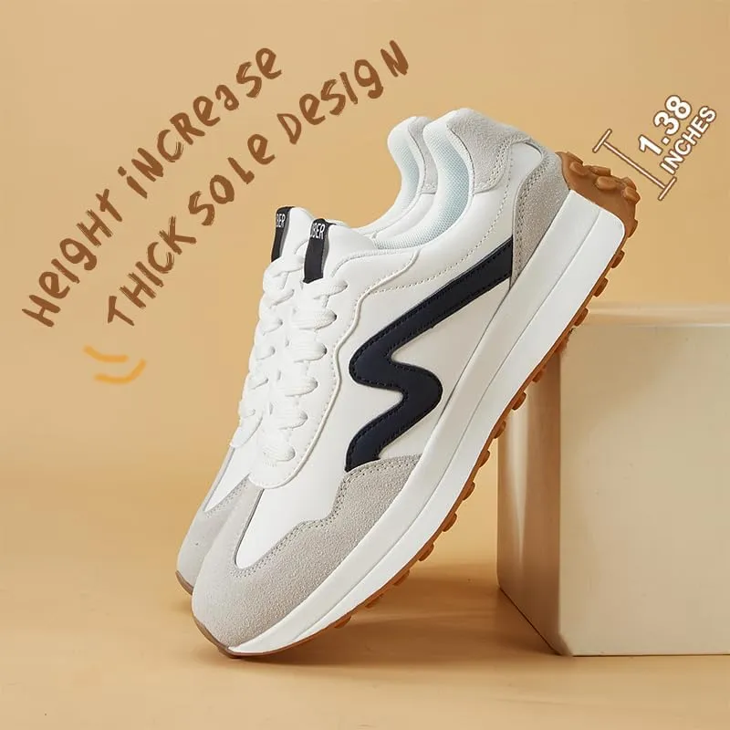 Women's Platform Retro Style Sneakers - Lace-up Classic Fashion Stylish Tennis Running Walking Shoes