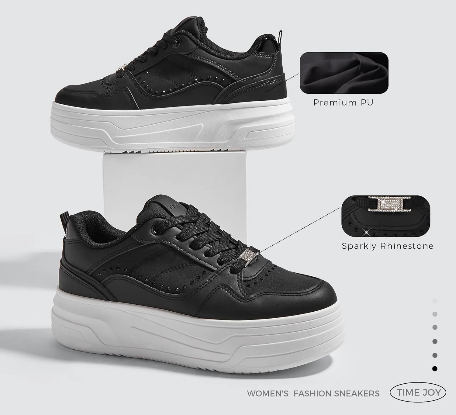 Women's Platform Sneakers Chunky Tennis Shoes with Artificial Leather & Recyclable Material Insole Non-Slip Cushion for Casual, Streetwear & Daily Outfits