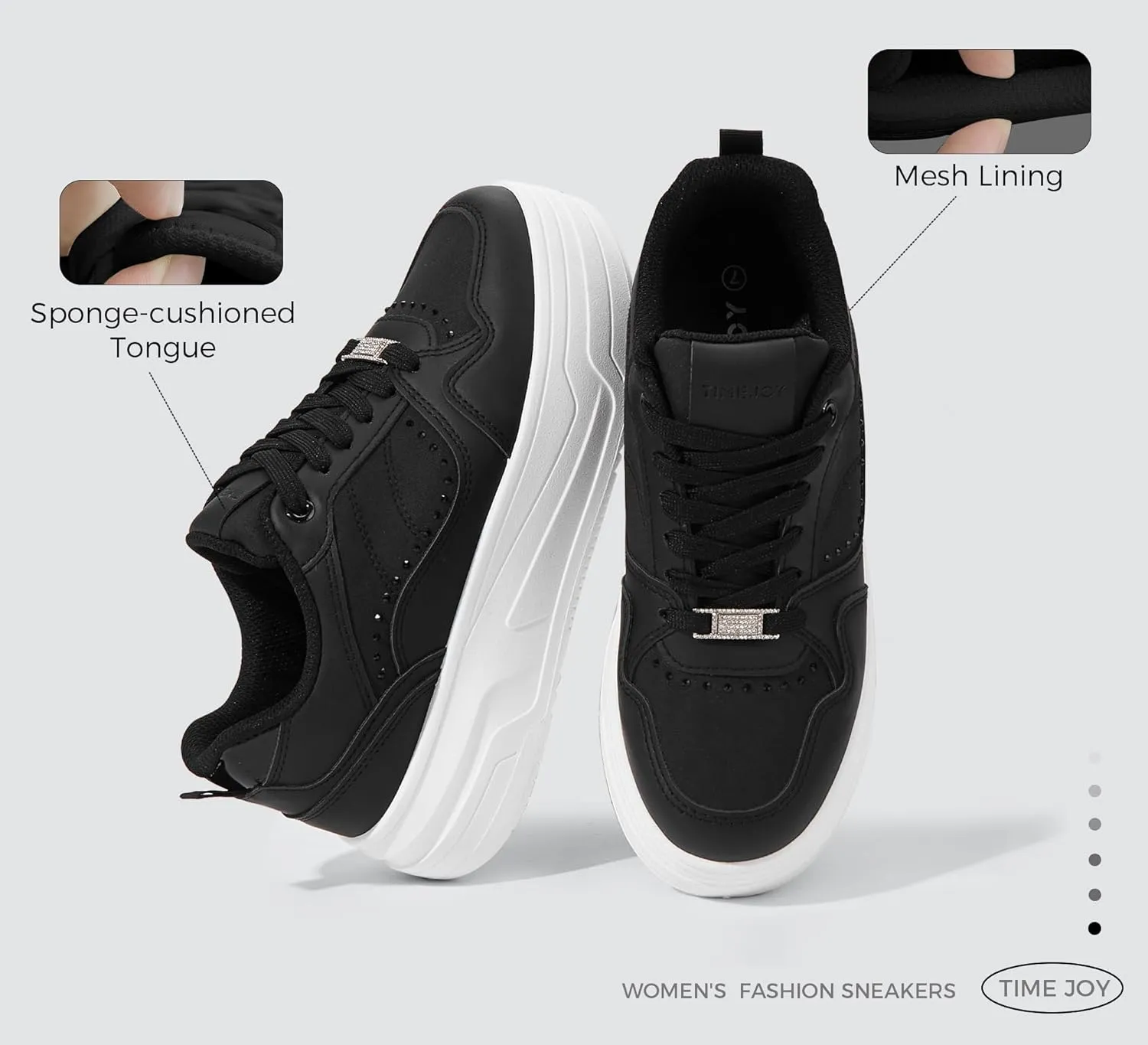 Women's Platform Sneakers Chunky Tennis Shoes with Artificial Leather & Recyclable Material Insole Non-Slip Cushion for Casual, Streetwear & Daily Outfits