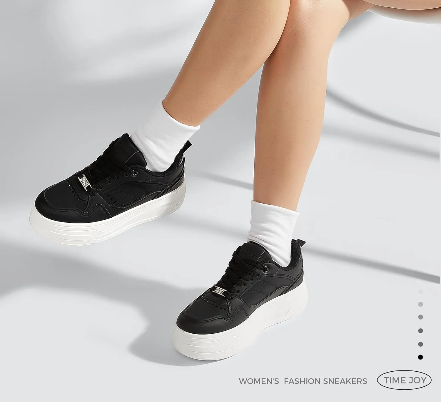 Women's Platform Sneakers Chunky Tennis Shoes with Artificial Leather & Recyclable Material Insole Non-Slip Cushion for Casual, Streetwear & Daily Outfits