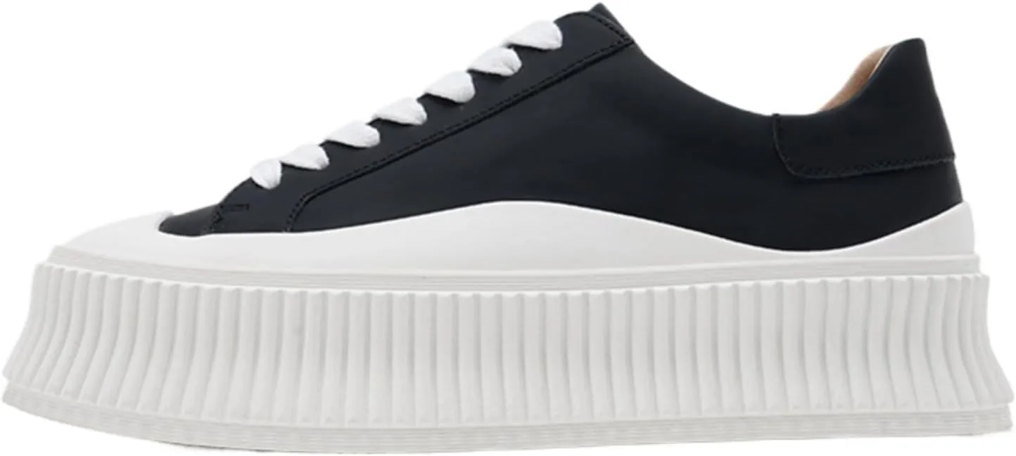 Women's Platform Sneakers Leather White Shoes 2025 Elevator Casual Shoes Comfortable Round Toe Slip-Resistant Daily Wear