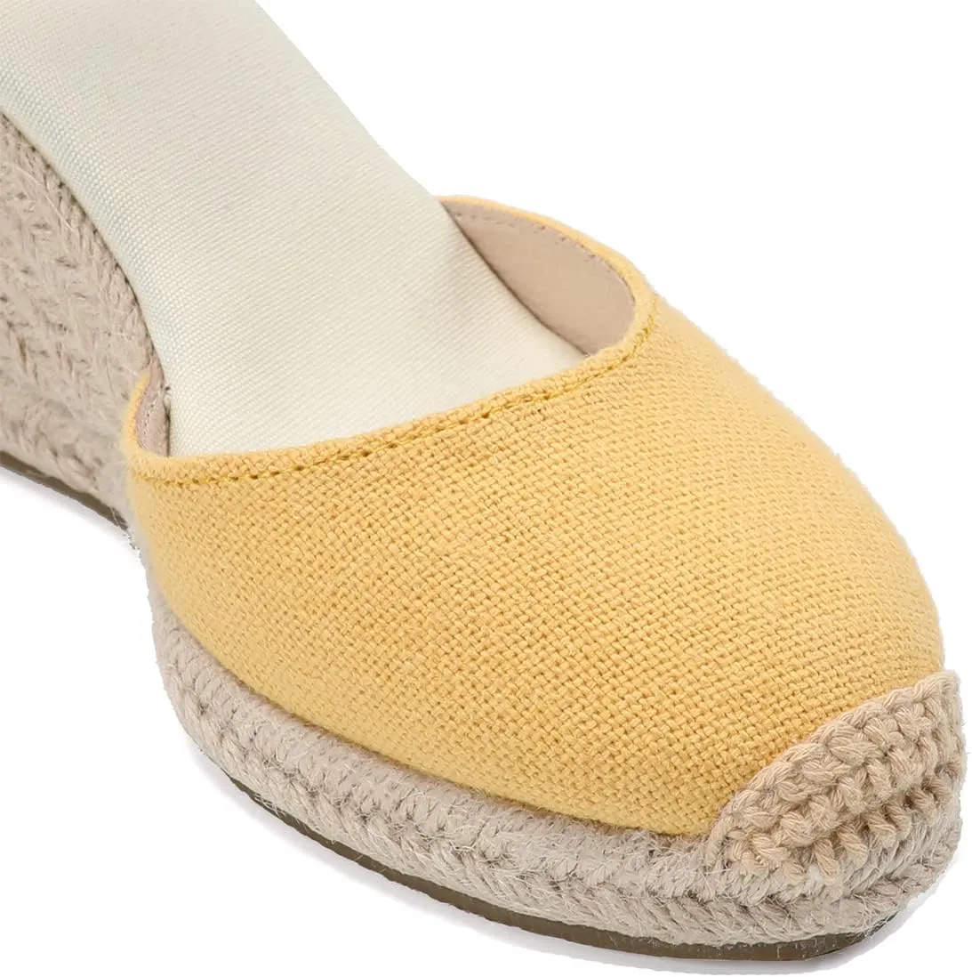 Women’s Platform Wedges Espadrilles, 3" Wedge, Soft Ankle-Tie Strap, Closed Toe, Classic Summer Sandals