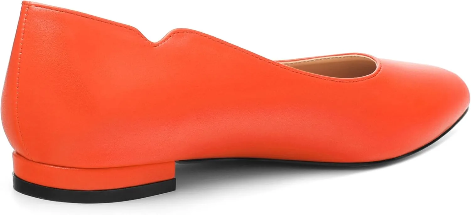 Women's Pointed Toe Ballet Flats Casual Low Heel Pumps V-Shaped Notches Slip On Comfort Dress Party Office Shoes for Women