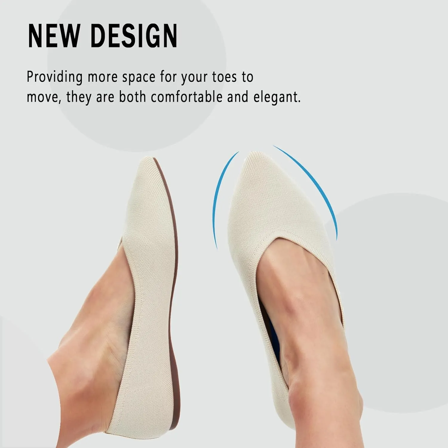 Womens Pointed Toe Flats Knit Dress Washable Flats Slip On Ballet Shoes Women Comfort Office Low Wedge