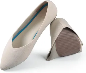 Womens Pointed Toe Flats Knit Dress Washable Flats Slip On Ballet Shoes Women Comfort Office Low Wedge