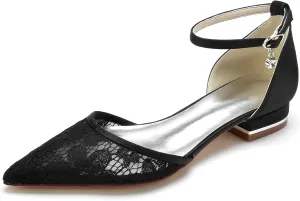 Women's Pointed Toe Lace Wedding Flats for Bride Flats Pointed Toe Flat Bridal Shoes Women Evening Dress Shoes