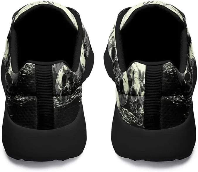 Women's Running Shoes with Unique Skull Rose Print, Non Slip Athletic Gym Training Walking Sneakers for Men