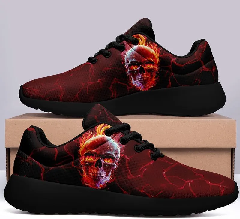 Women's Running Shoes with Unique Skull Rose Print, Non Slip Athletic Gym Training Walking Sneakers for Men
