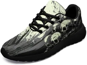 Women's Running Shoes with Unique Skull Rose Print, Non Slip Athletic Gym Training Walking Sneakers for Men