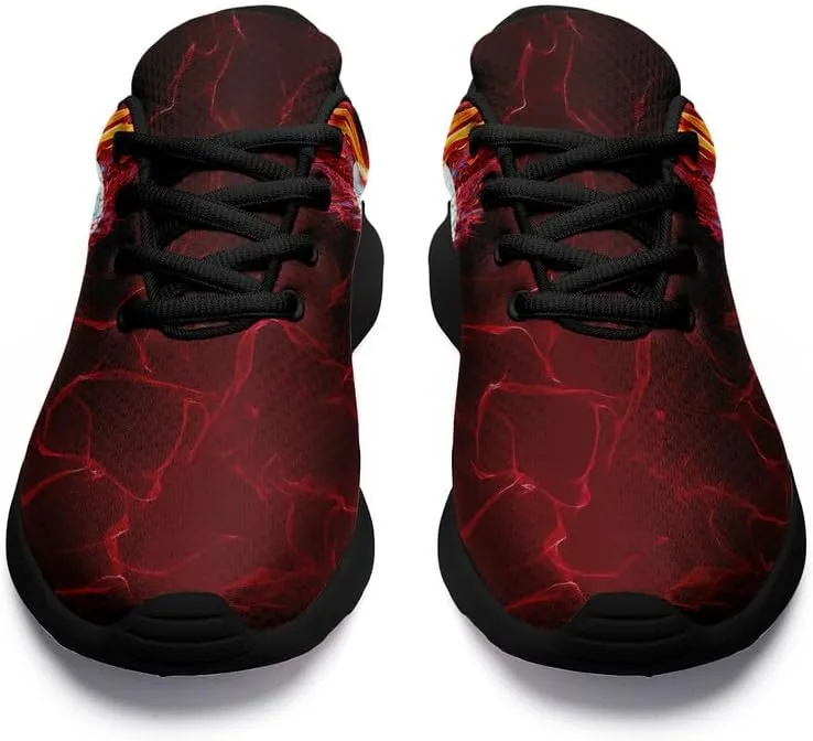 Women's Running Shoes with Unique Skull Rose Print, Non Slip Athletic Gym Training Walking Sneakers for Men