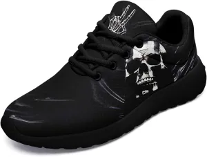 Women's Running Shoes with Unique Skull Rose Print, Non Slip Athletic Gym Training Walking Sneakers for Men