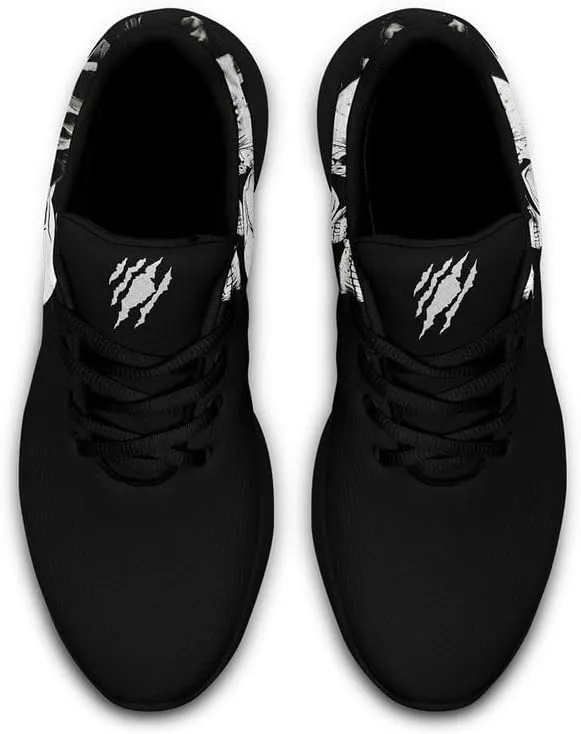 Women's Running Shoes with Unique Skull Rose Print, Non Slip Athletic Gym Training Walking Sneakers for Men