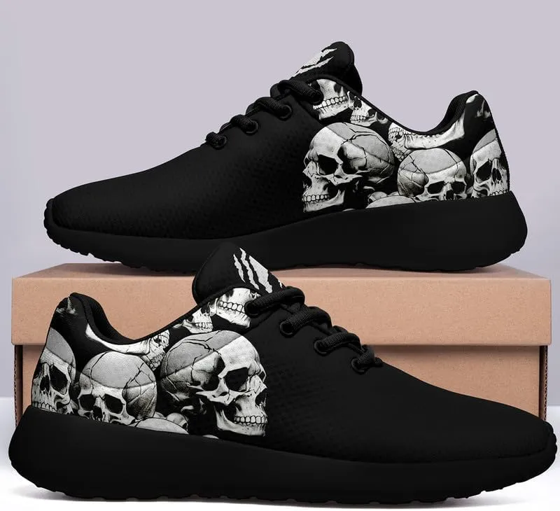 Women's Running Shoes with Unique Skull Rose Print, Non Slip Athletic Gym Training Walking Sneakers for Men