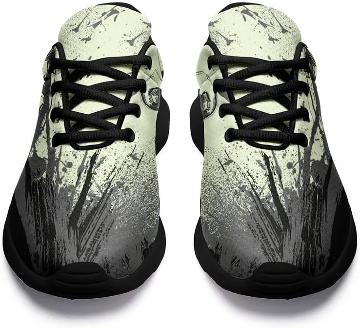 Women's Running Shoes with Unique Skull Rose Print, Non Slip Athletic Gym Training Walking Sneakers for Men