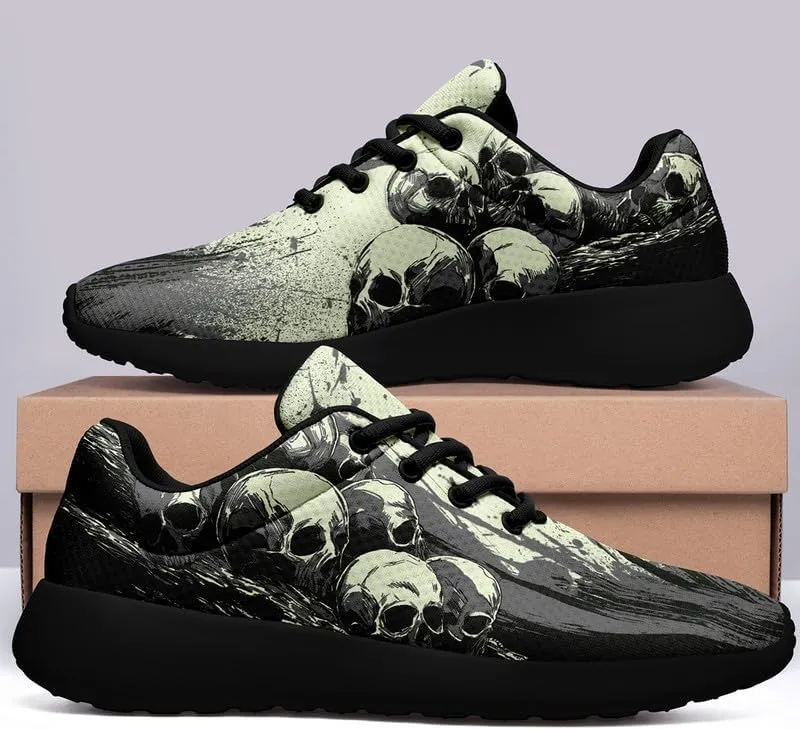 Women's Running Shoes with Unique Skull Rose Print, Non Slip Athletic Gym Training Walking Sneakers for Men