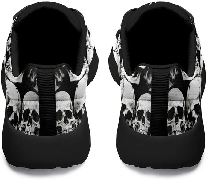 Women's Running Shoes with Unique Skull Rose Print, Non Slip Athletic Gym Training Walking Sneakers for Men