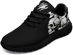 Women's Running Shoes with Unique Skull Rose Print, Non Slip Athletic Gym Training Walking Sneakers for Men